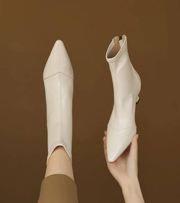 Fulvia | Minimal Leather Ankle Boots with Medium Heel