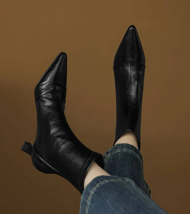 Fulvia | Minimal Leather Ankle Boots with Medium Heel