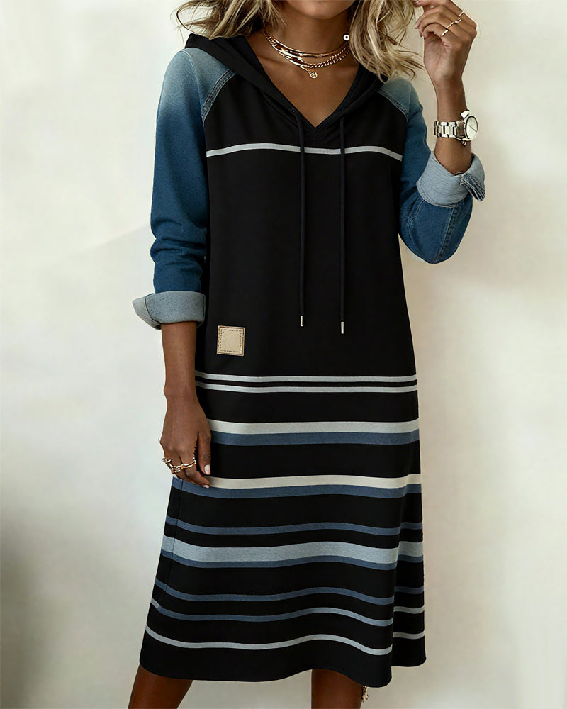 Rosanne | Striped Sweater Dress with Hood