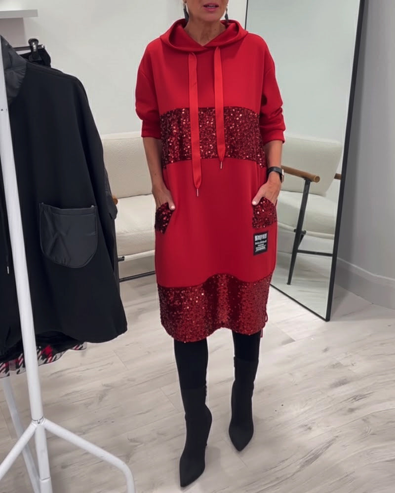 Trendy Patchwork Hooded Dress - View 11.0 | Avenly London