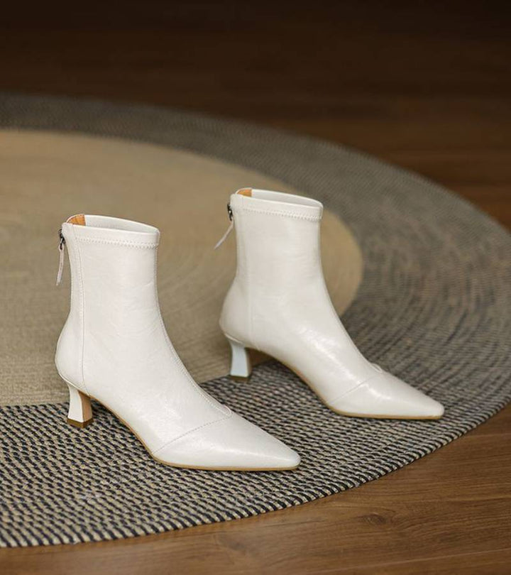Fulvia | Minimal Leather Ankle Boots with Medium Heel