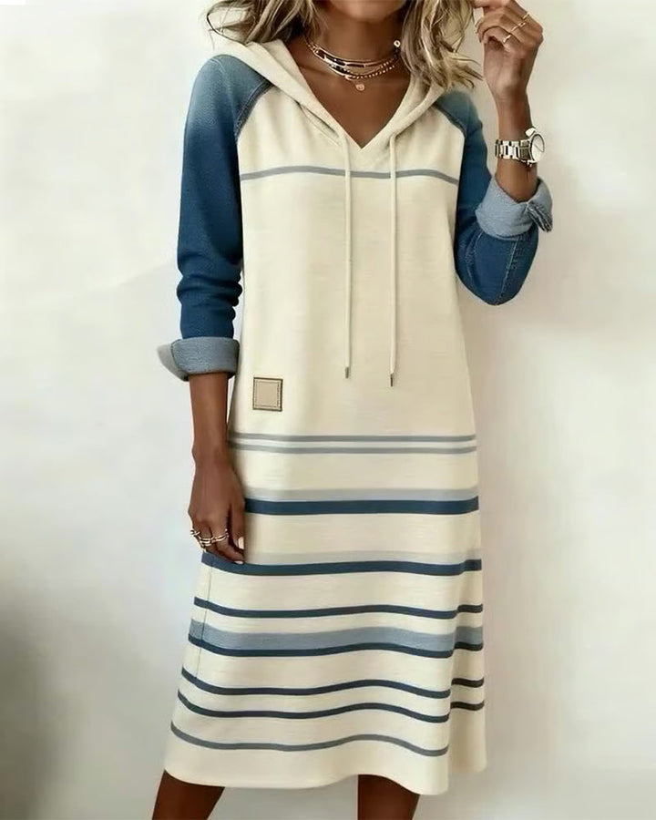 Rosanne | Striped Sweater Dress with Hood