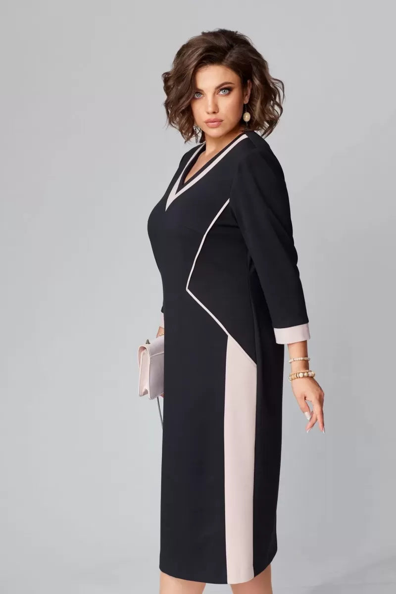 Fenna Grace | Elegant V-Neck Midi Dress - View 3.0 | Avenly London