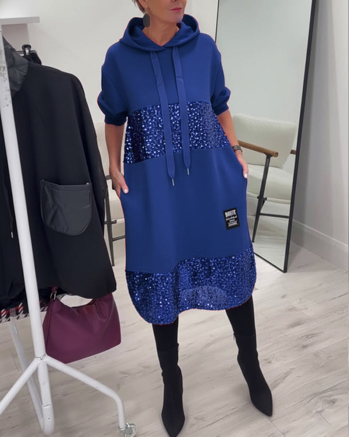 Trendy Patchwork Hooded Dress - View 16.0 | Avenly London