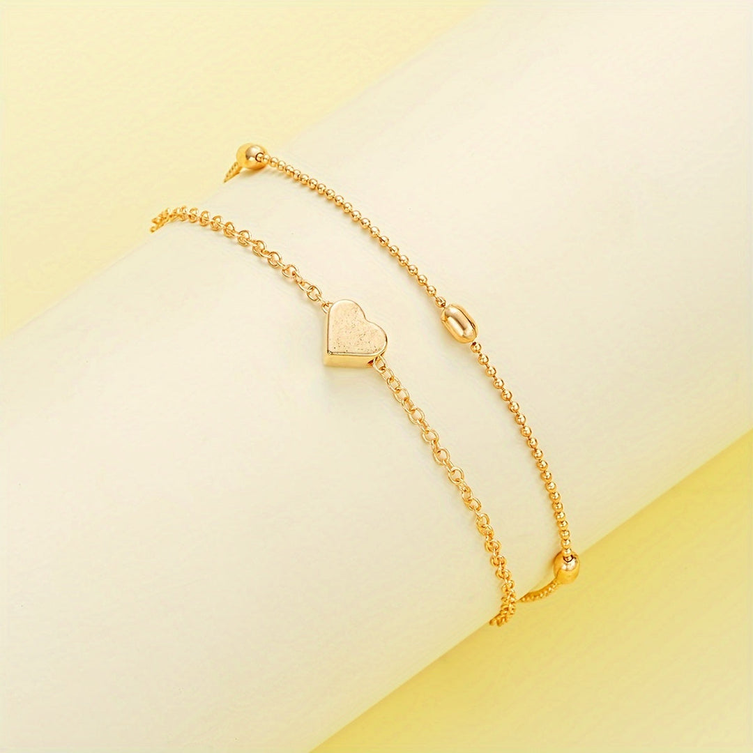 Simple Heart Necklace & Bracelet Set - View 7.0 | Avenly London