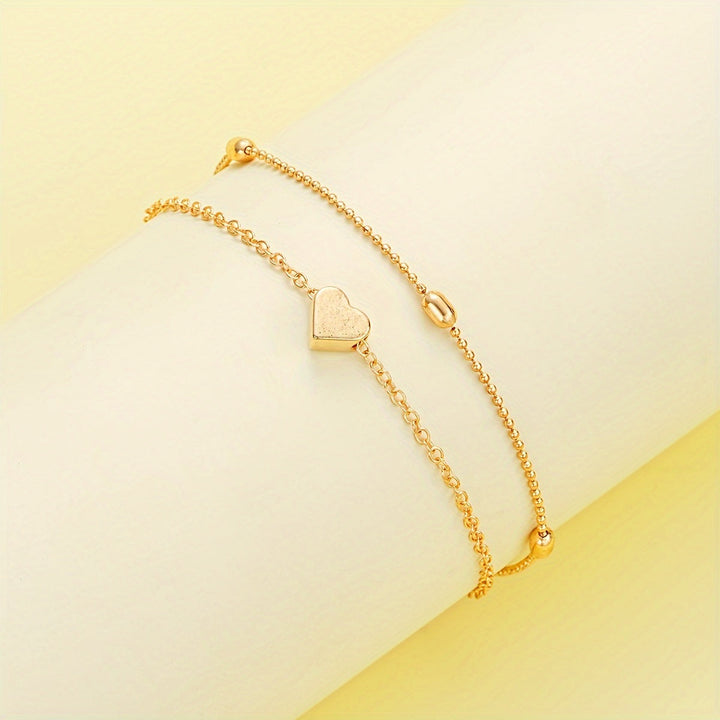 Simple Heart Necklace & Bracelet Set - View 7.0 | Avenly London