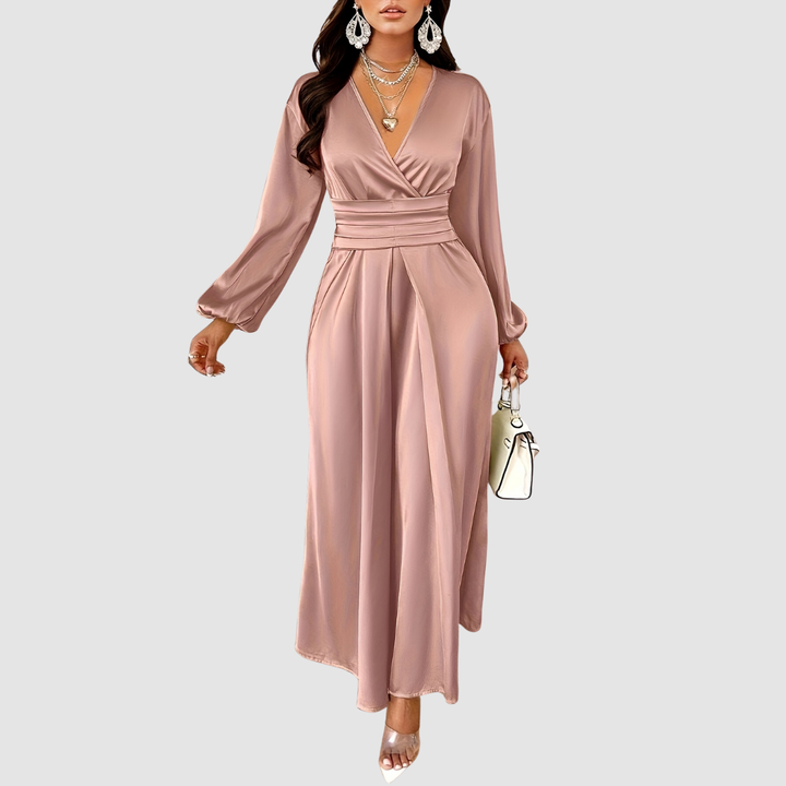 Eleanor Bloom | Pleated Satin Maxi Dress - View 3.0 | Avenly London
