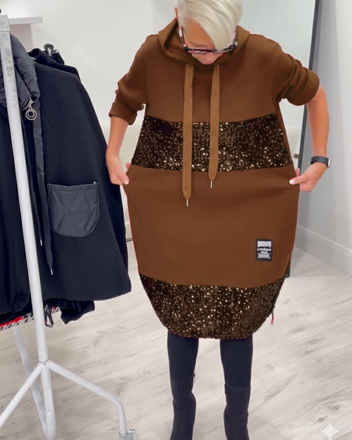 Trendy Patchwork Hooded Dress - View 9.0 | Avenly London