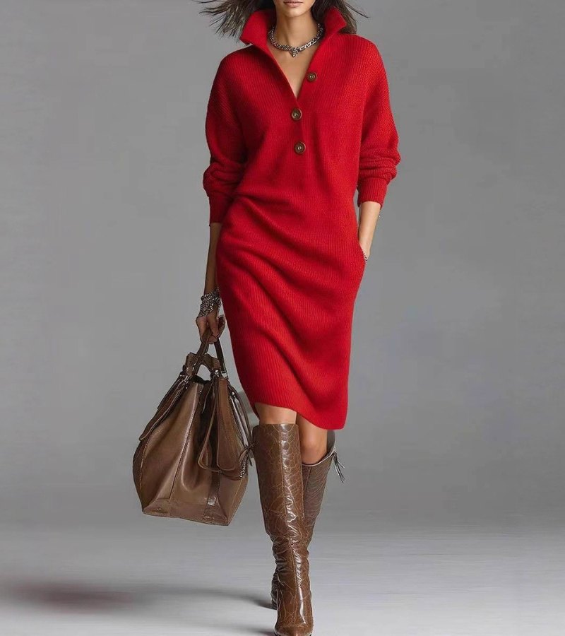 Warm Knit Dress, Elegant and Comfortable - View 7.0 | Avenly London