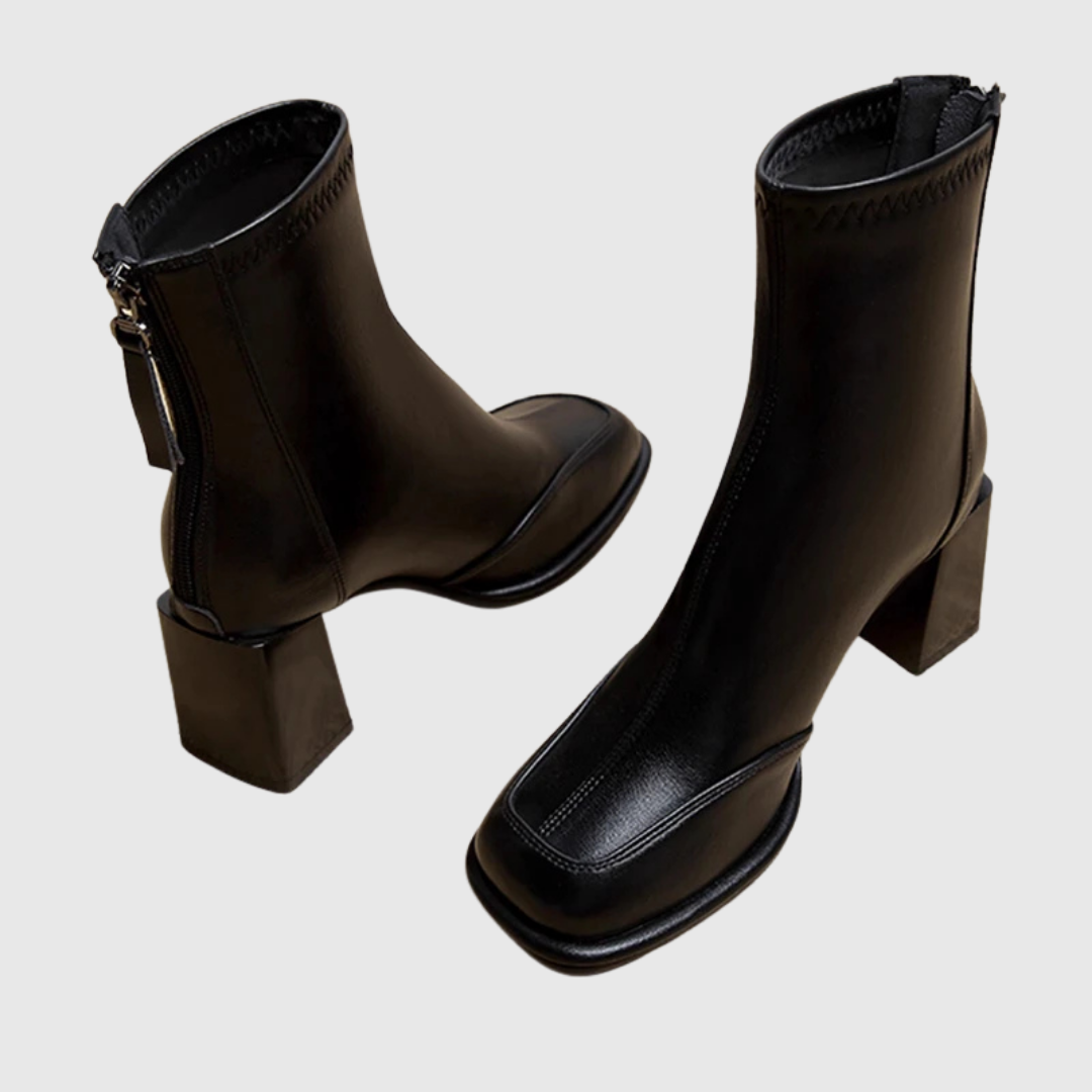 Square-Toe Block Heel Boots - View 3.0 | Avenly London