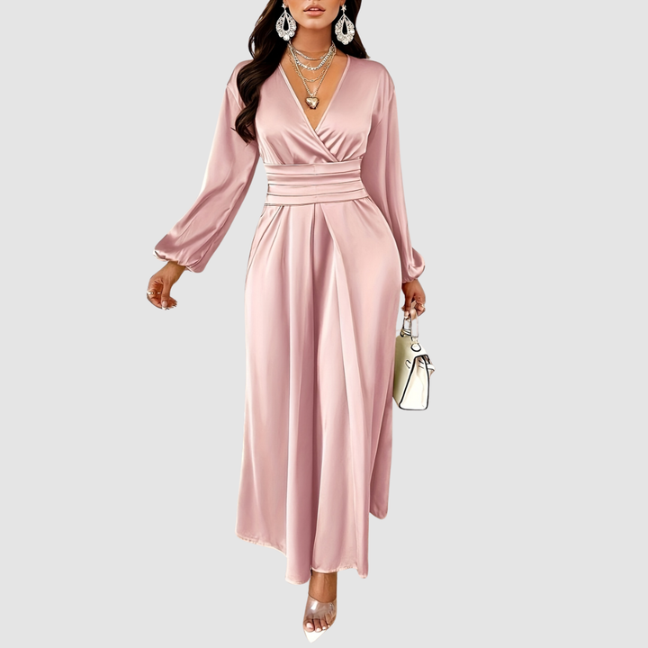 Eleanor Bloom | Pleated Satin Maxi Dress - View 4.0 | Avenly London