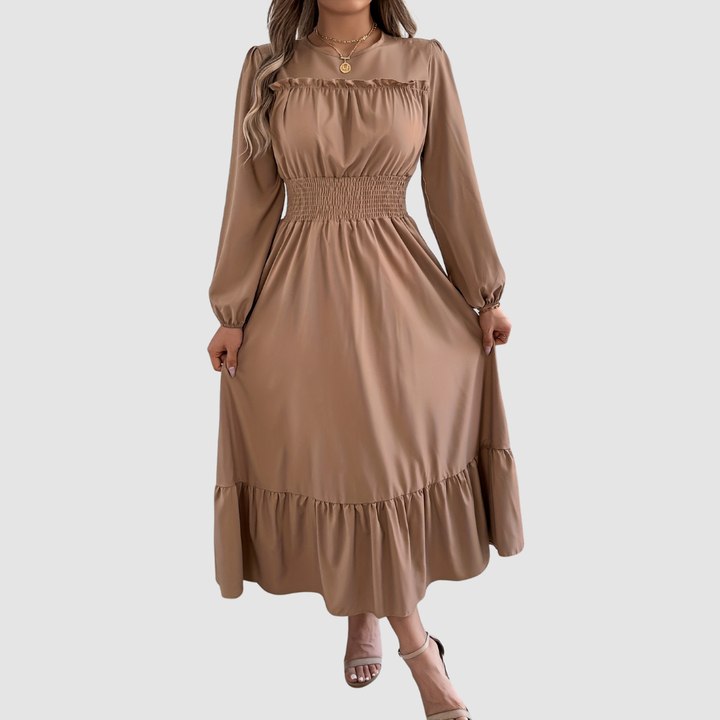 Isola Lane | Navy Ruffled Hem Midi Dress - View 3.0 | Avenly London