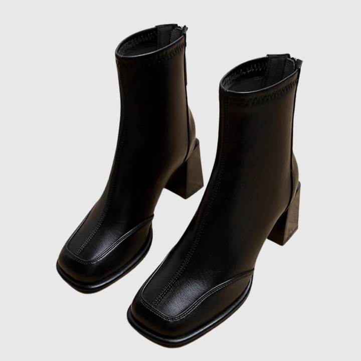 Square-Toe Block Heel Boots - View 1.0 | Avenly London