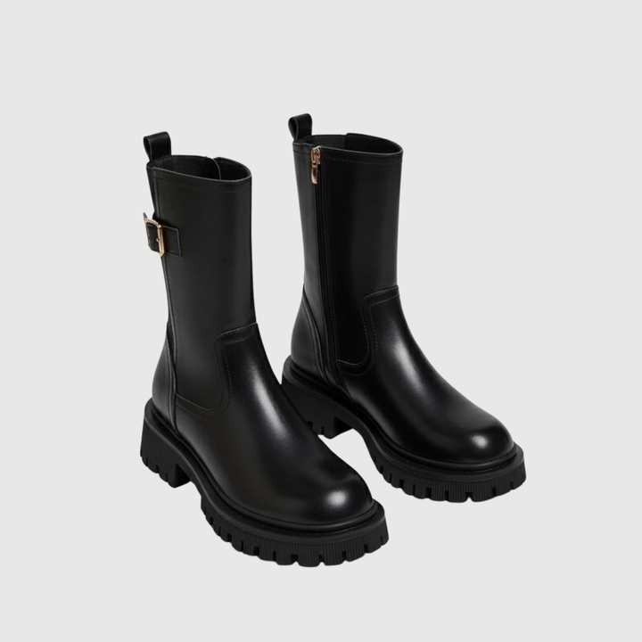 Buckle Chunky Ankle Boots - View 1.0 | Avenly London