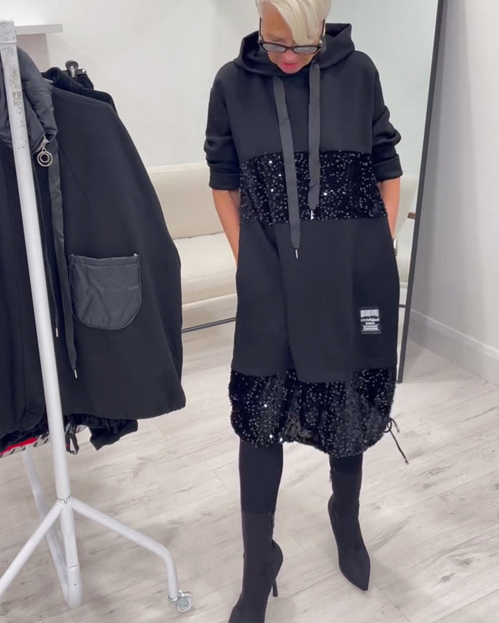 Trendy Patchwork Hooded Dress - View 4.0 | Avenly London