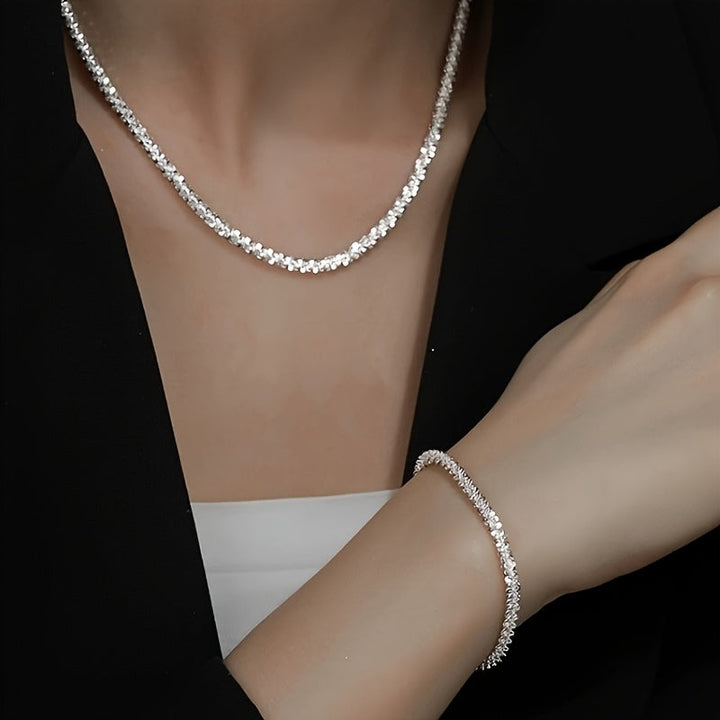 Minimalist Shimmer Necklace & Bracelet Set