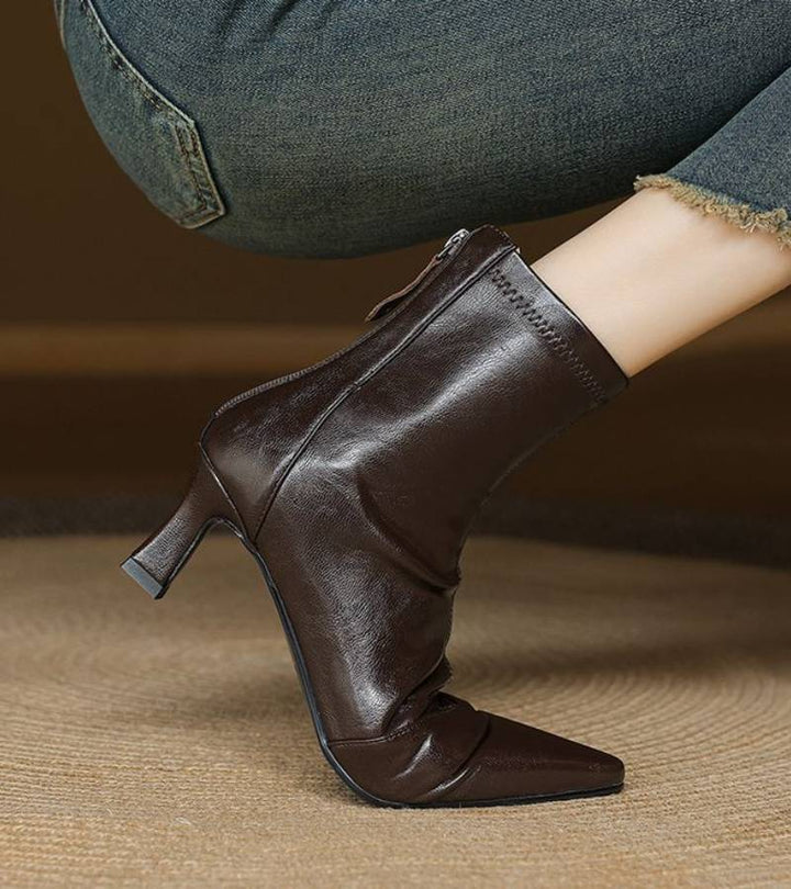 Fulvia | Minimal Leather Ankle Boots with Medium Heel