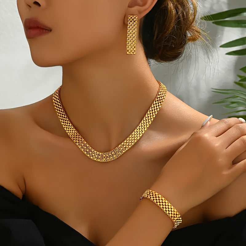 Refined Long Necklace, Bracelet & Earrings Set - View 2.0 | Avenly London