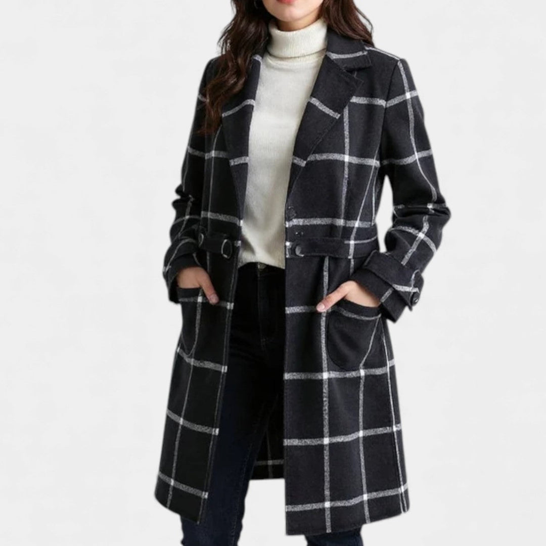 ADRIANA™ - CLASSIC PLAID WINTER TRENCH COAT