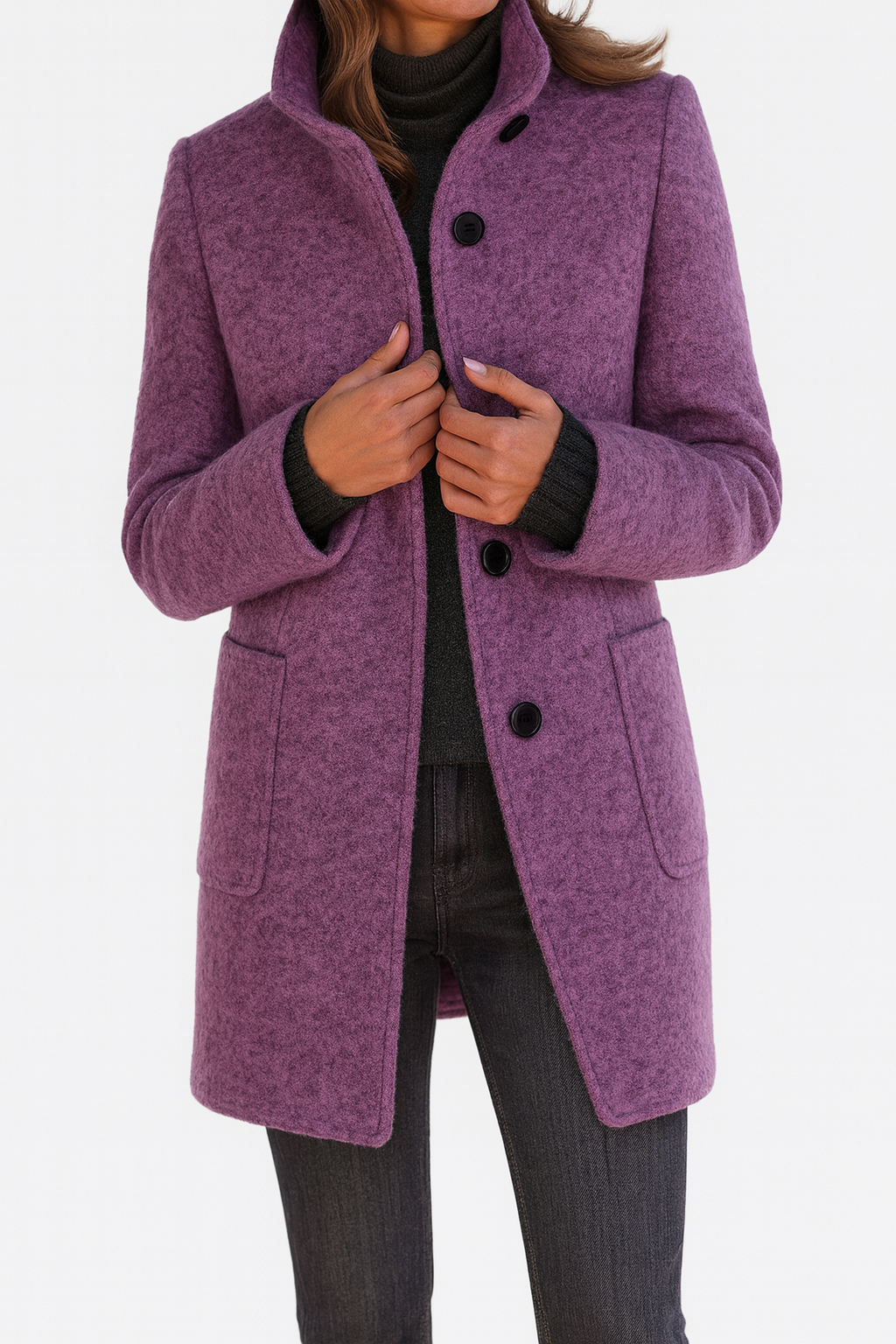 Marlow Grace | High Collar Wool Blend Jacket