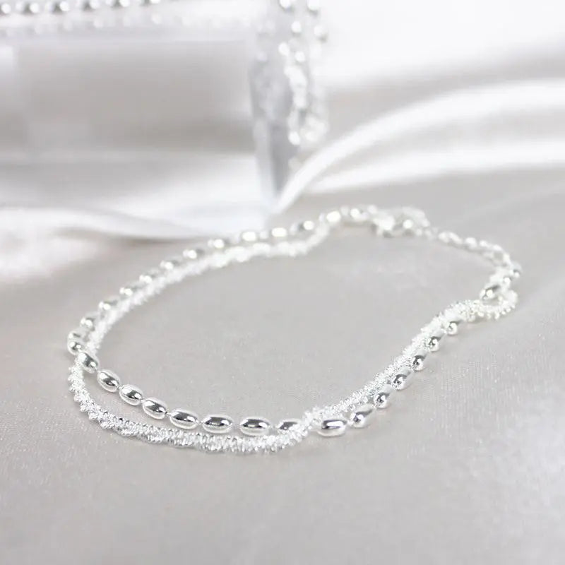 Silver Bracelet Set with Zirconia Details
