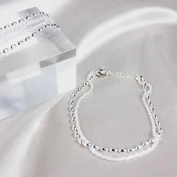 Silver Bracelet Set with Zirconia Details