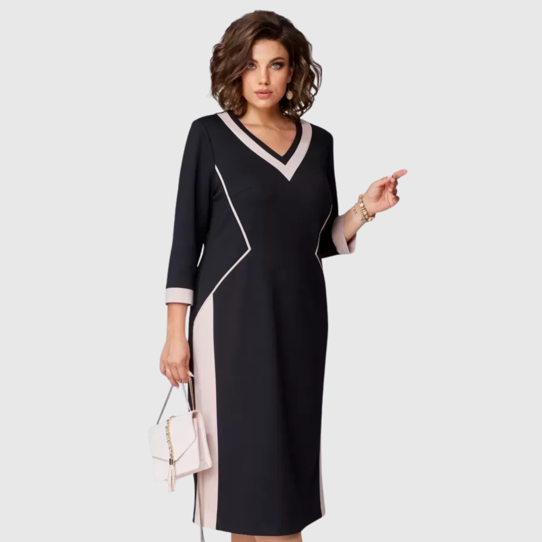 Fenna Grace | Elegant V-Neck Midi Dress - View 1.0 | Avenly London