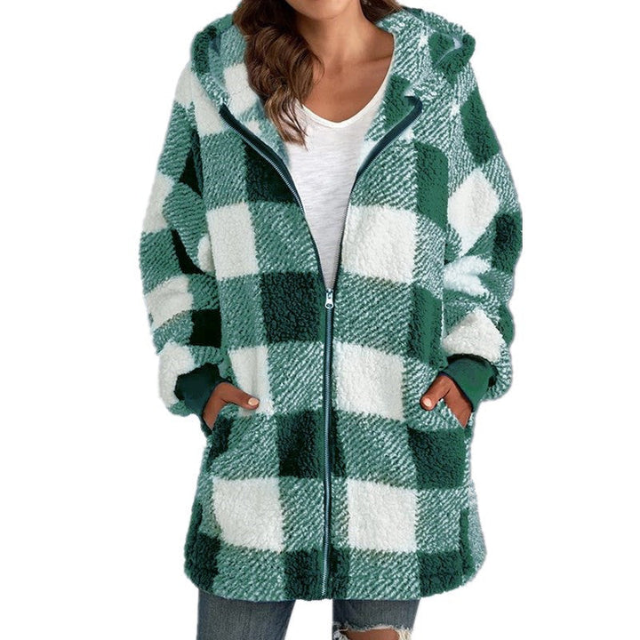 ARABELLA™ | Plaid Fleece Long Sleeve Hooded Coat