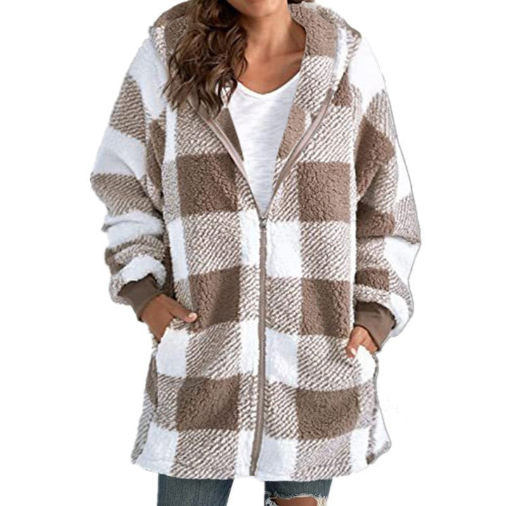 ARABELLA™ | Plaid Fleece Long Sleeve Hooded Coat