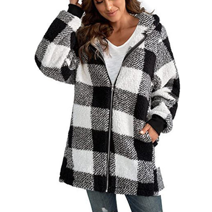 ARABELLA™ | Plaid Fleece Long Sleeve Hooded Coat