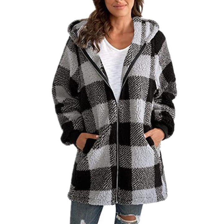 ARABELLA™ | Plaid Fleece Long Sleeve Hooded Coat