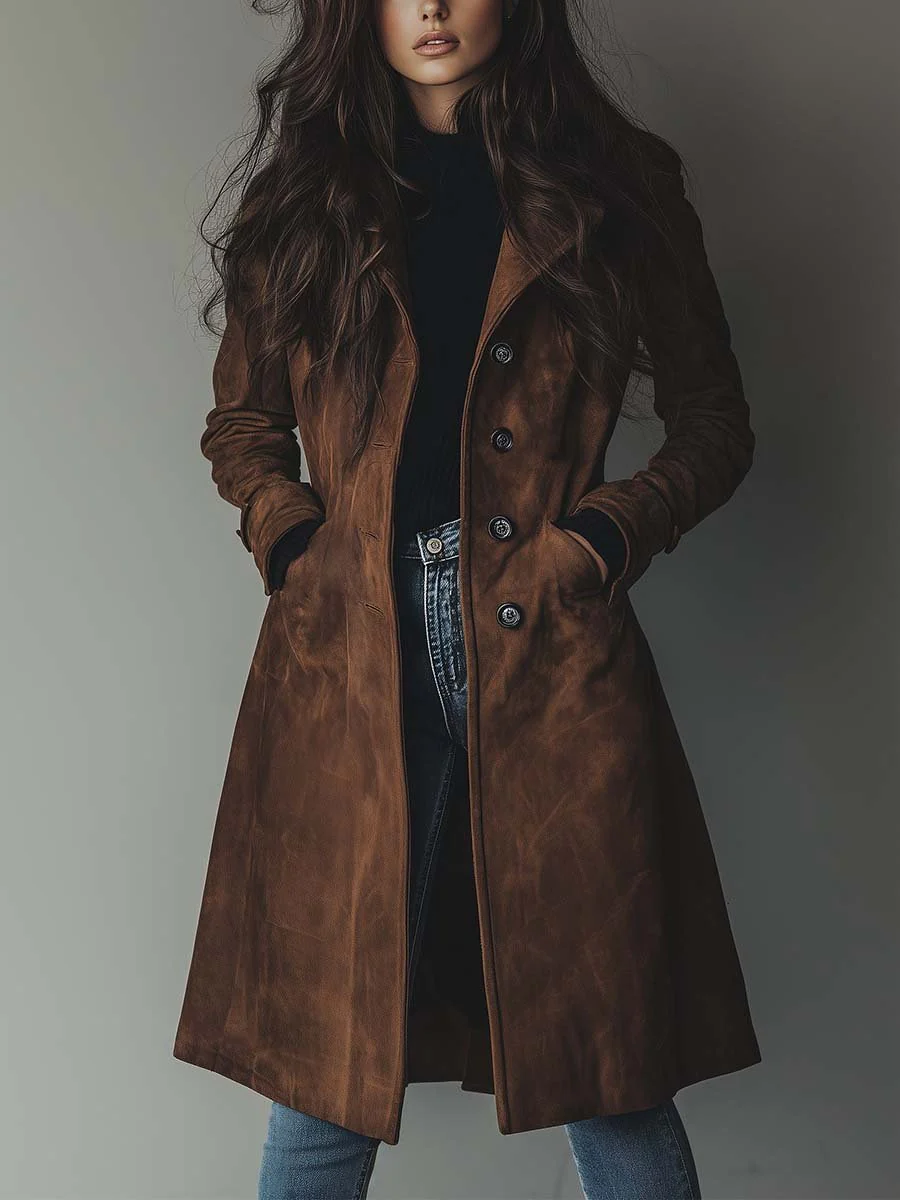 Teresa | Vintage Style Suede Trench Coat
