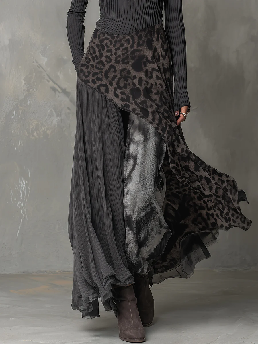 Monika | Maxi Dress with Leopard Print Stripes