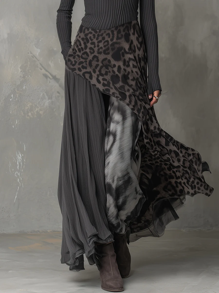 Monika | Maxi Dress with Leopard Print Stripes