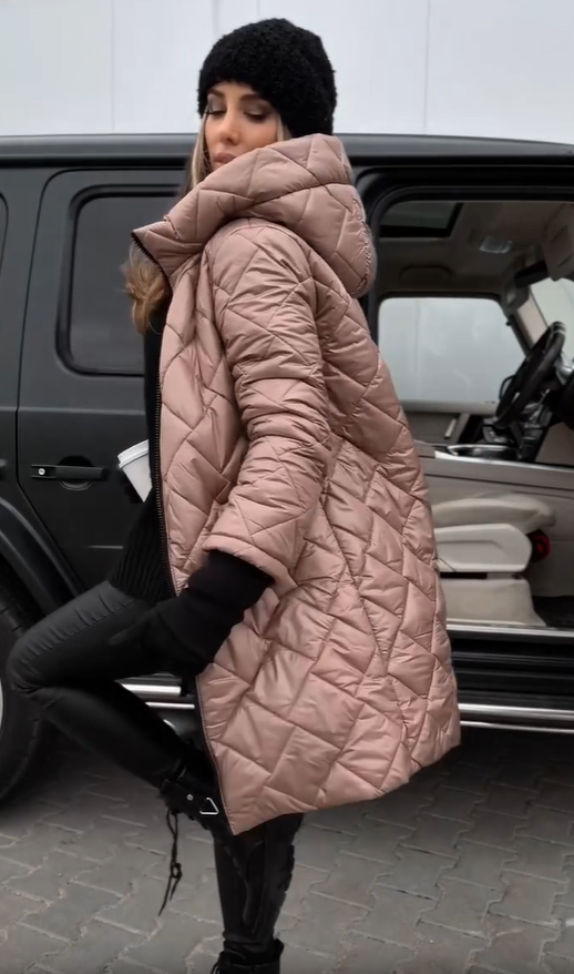 Elegant Quilted Down Jacket with Hood - View 4.0 | Avenly London