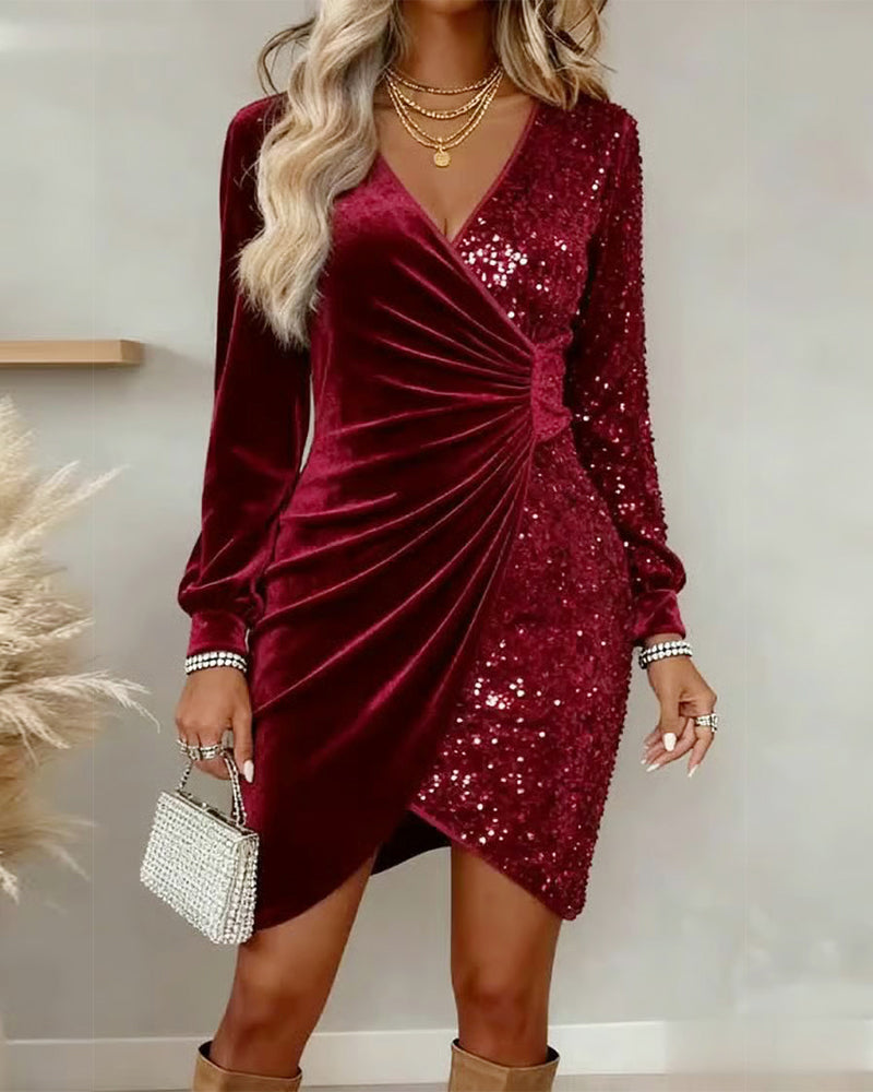 Emilia | Midi Christmas Dress with V-Neck