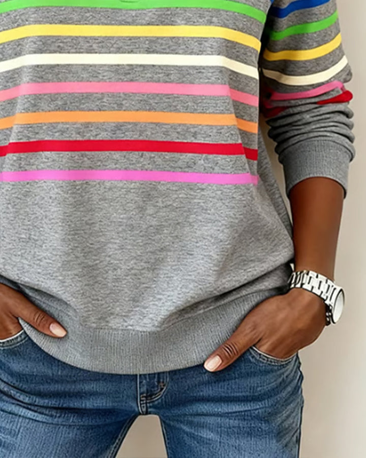 Vienna | Rainbow Striped Zip Sweatshirt