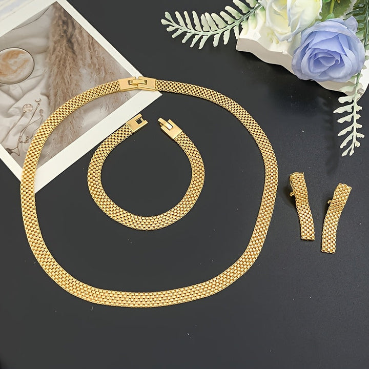 Refined Long Necklace, Bracelet & Earrings Set - View 3.0 | Avenly London