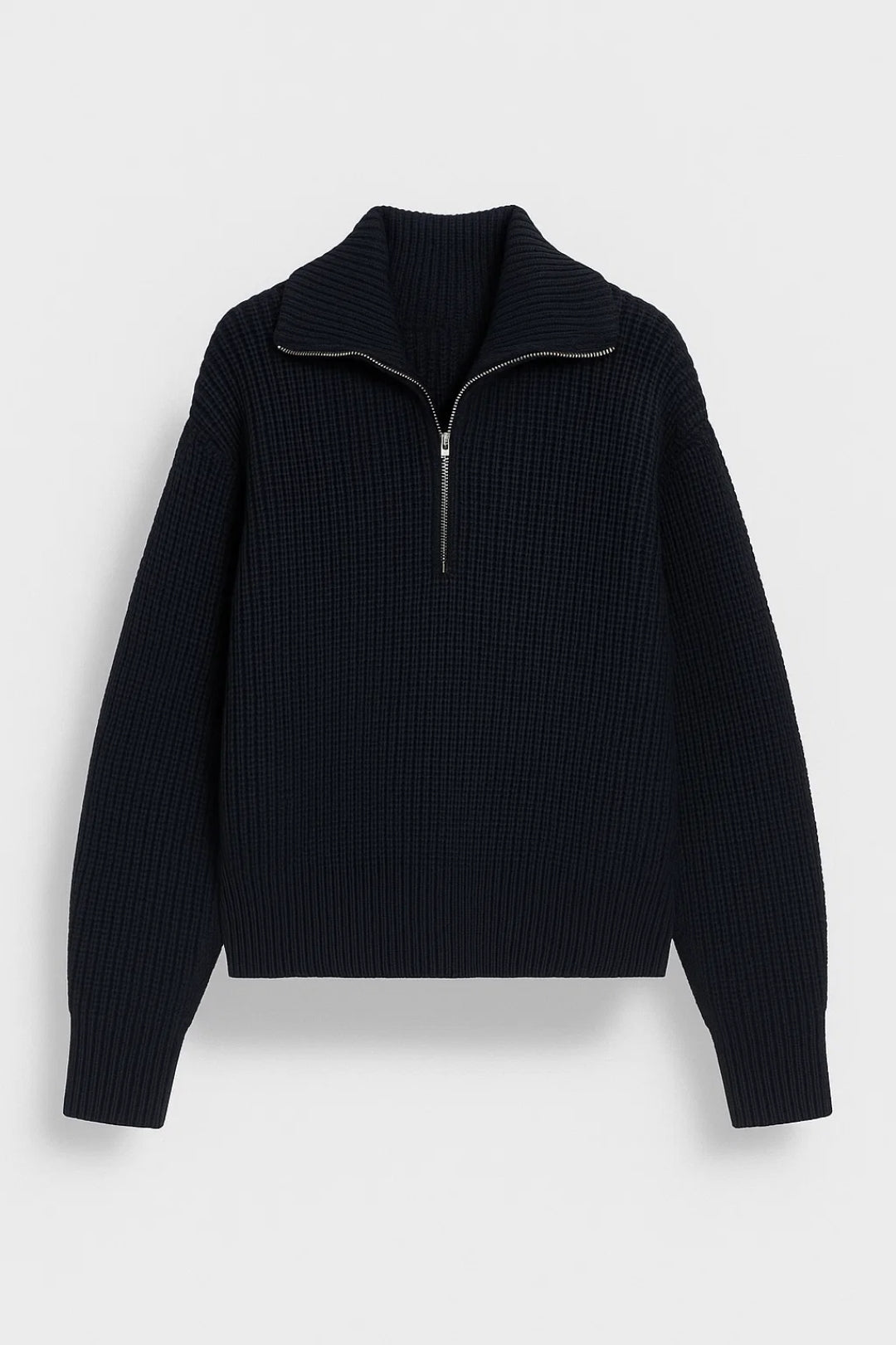 Ffion | Waffle-Knit Zip-Collar Sweater