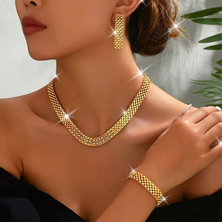 Refined Long Necklace, Bracelet & Earrings Set - View 1.0 | Avenly London
