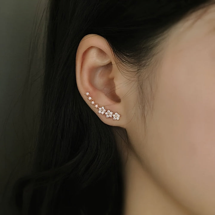 Floral Rhinestone Gold Earrings - View 10.0 | Avenly London