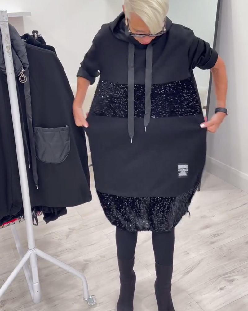 Trendy Patchwork Hooded Dress - View 6.0 | Avenly London