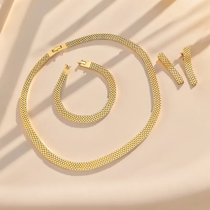 Refined Long Necklace, Bracelet & Earrings Set - View 9.0 | Avenly London