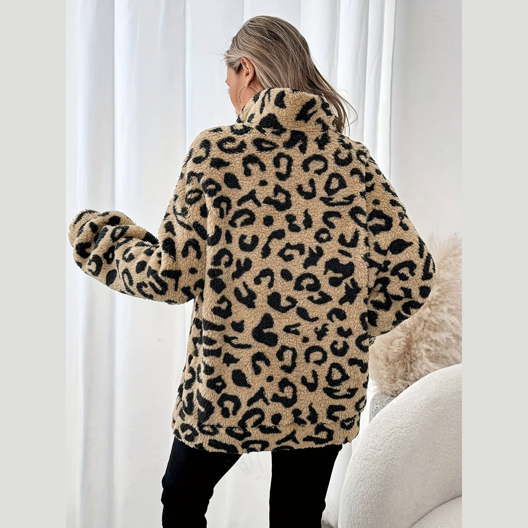 Leona | Elegant Leopard Print Zip Sweater