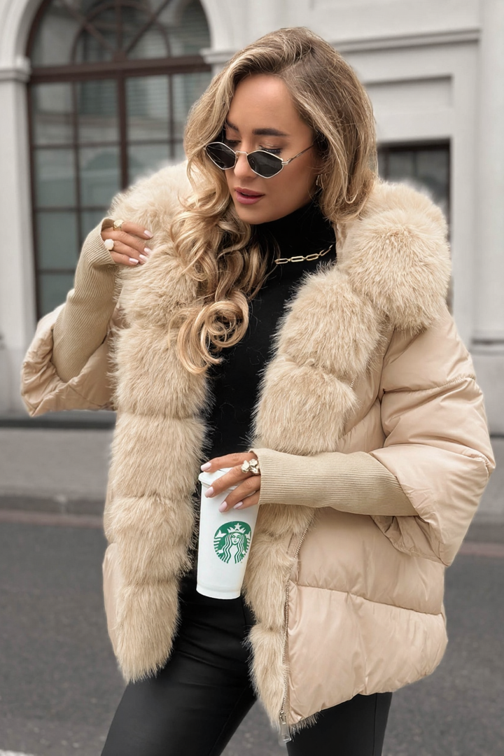 Puffer Coat with Faux Fur - View 4.0 | Avenly London