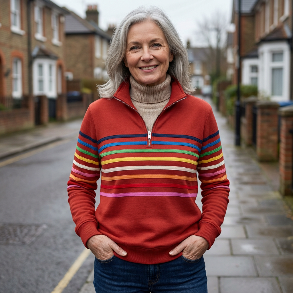 Vienna | Rainbow Striped Zip Sweatshirt