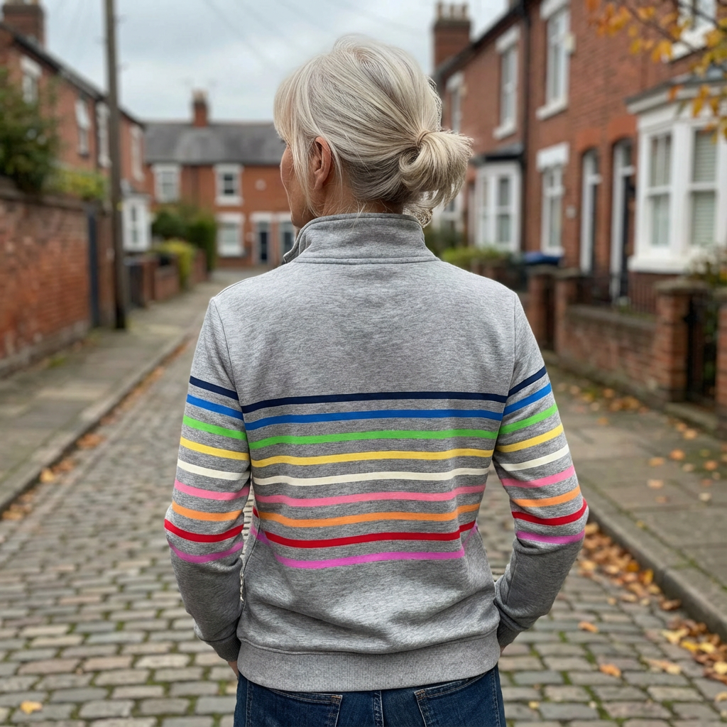 Vienna | Rainbow Striped Zip Sweatshirt