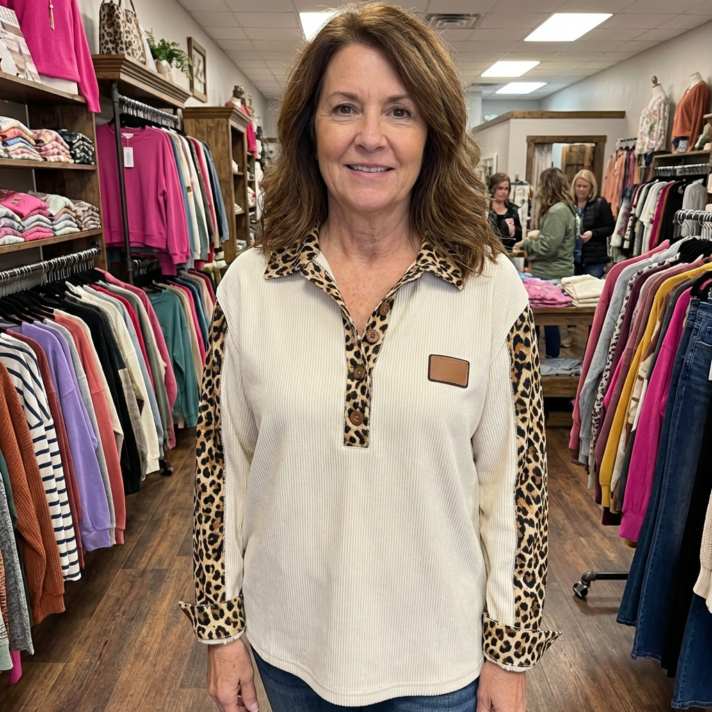 Leopard Contrast Button-Down Shirt - View 1.0 | Avenly London