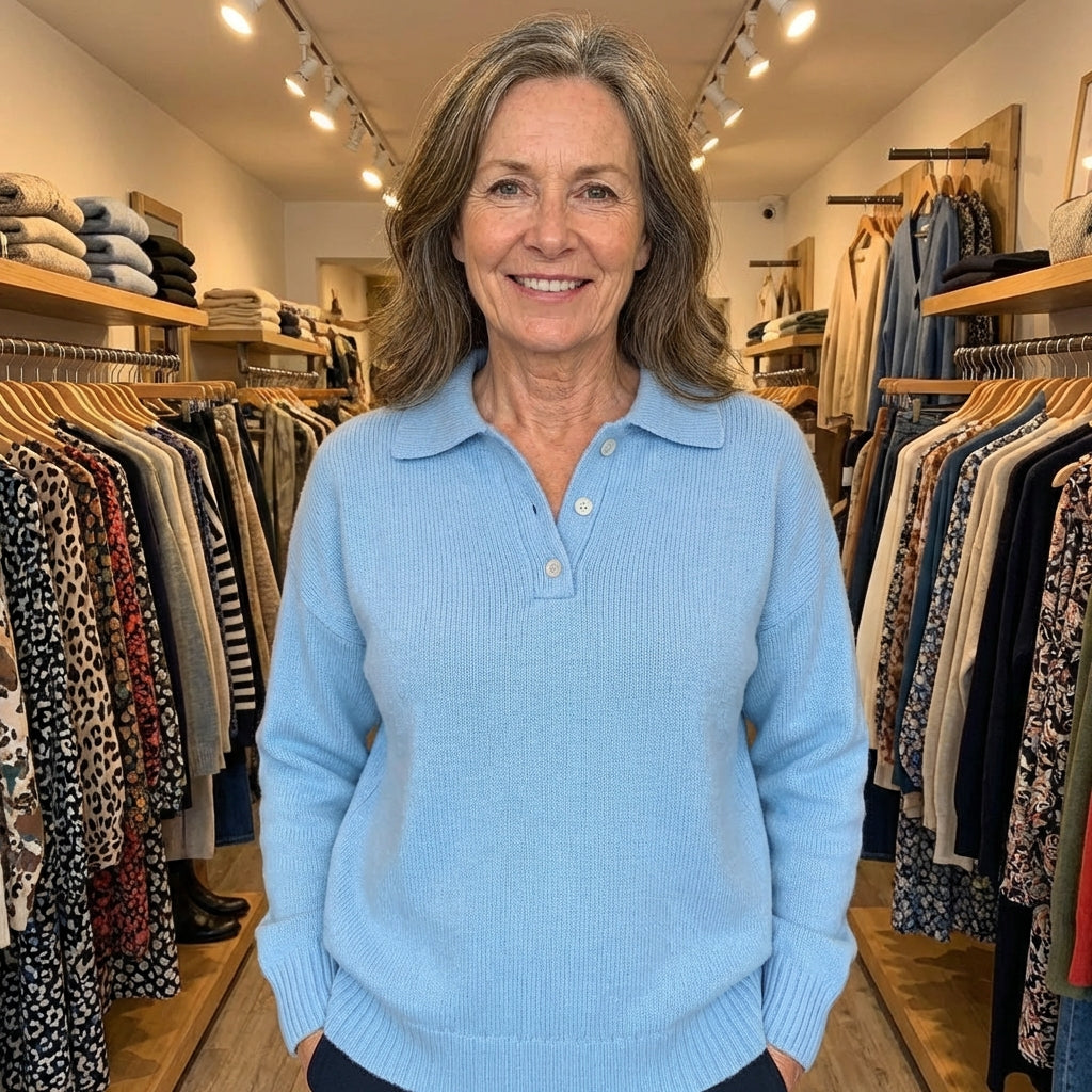 Soft Knit Sweater with Collar - View 1.0 | Avenly London