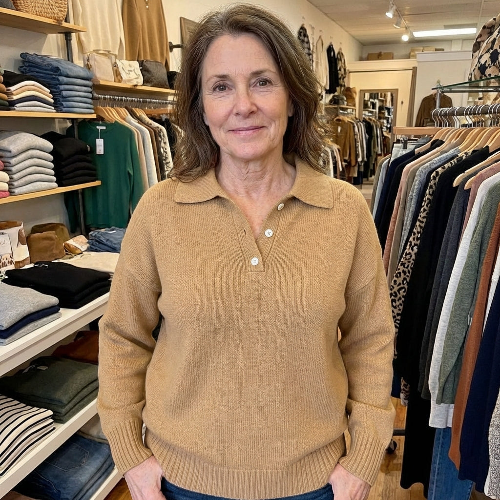 Soft Knit Sweater with Collar - View 2.0 | Avenly London